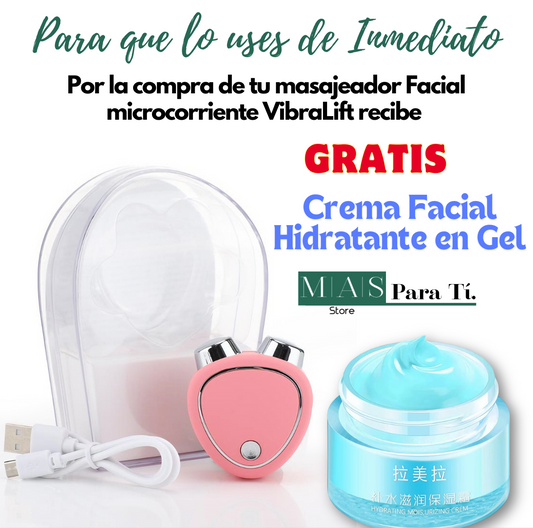 Masajeador Facial Microcorriente VibraLift Gratis Crema Facial Hidratante en Gel